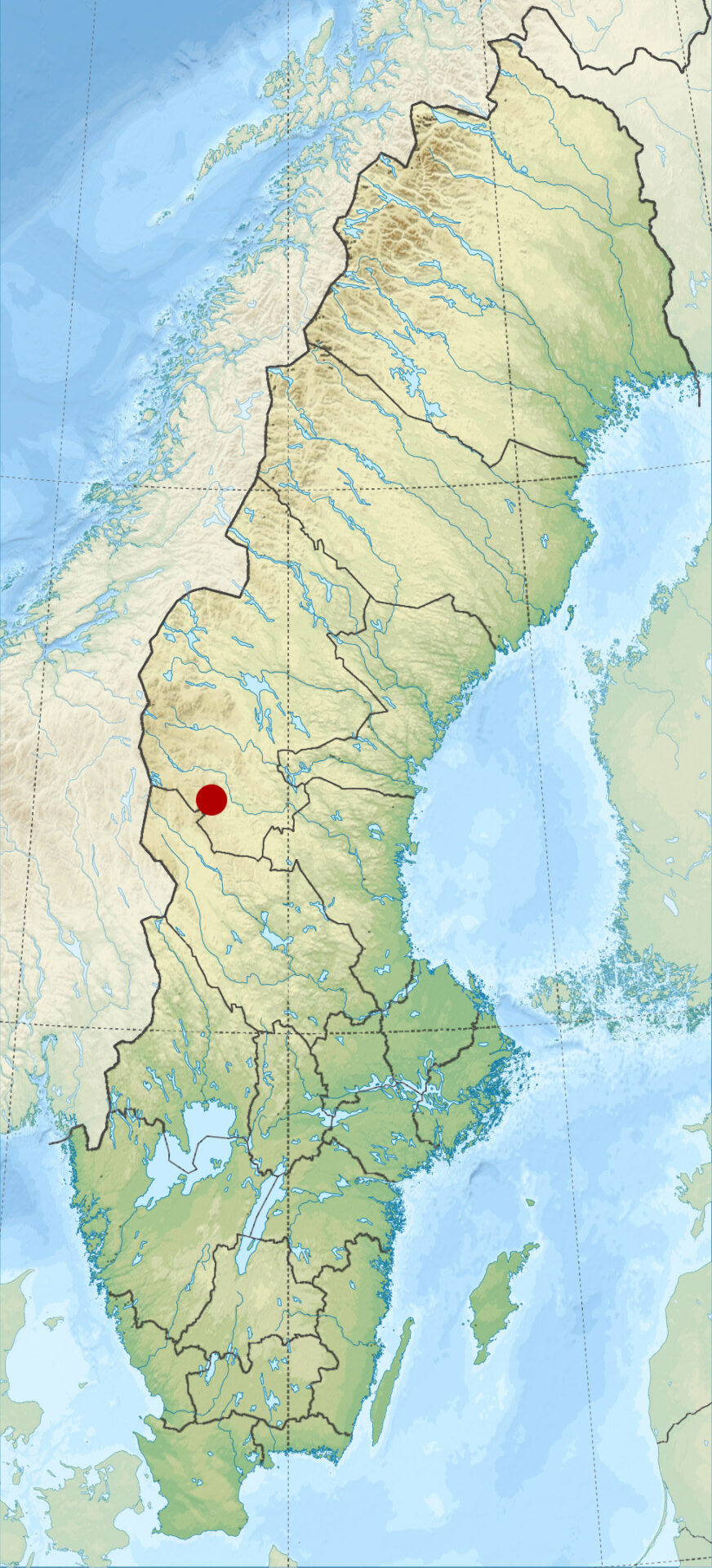 Kartbild av Sverige med Glötesvålen utmarkerad